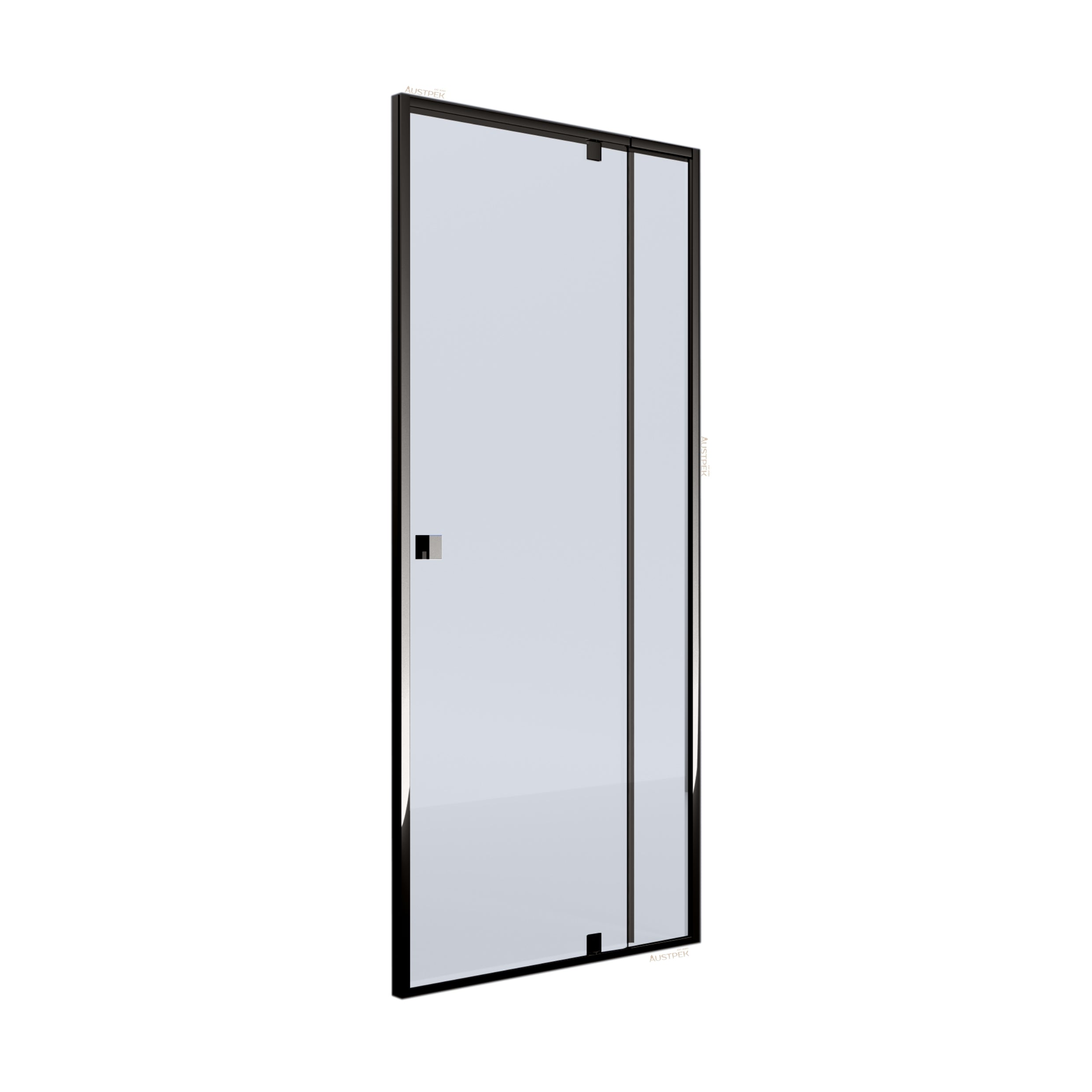 BELLA VISTA OLIVIA SEMI FRAMED PIVOT DOOR FRONT ONLY SHOWER SCREEN BLACK
