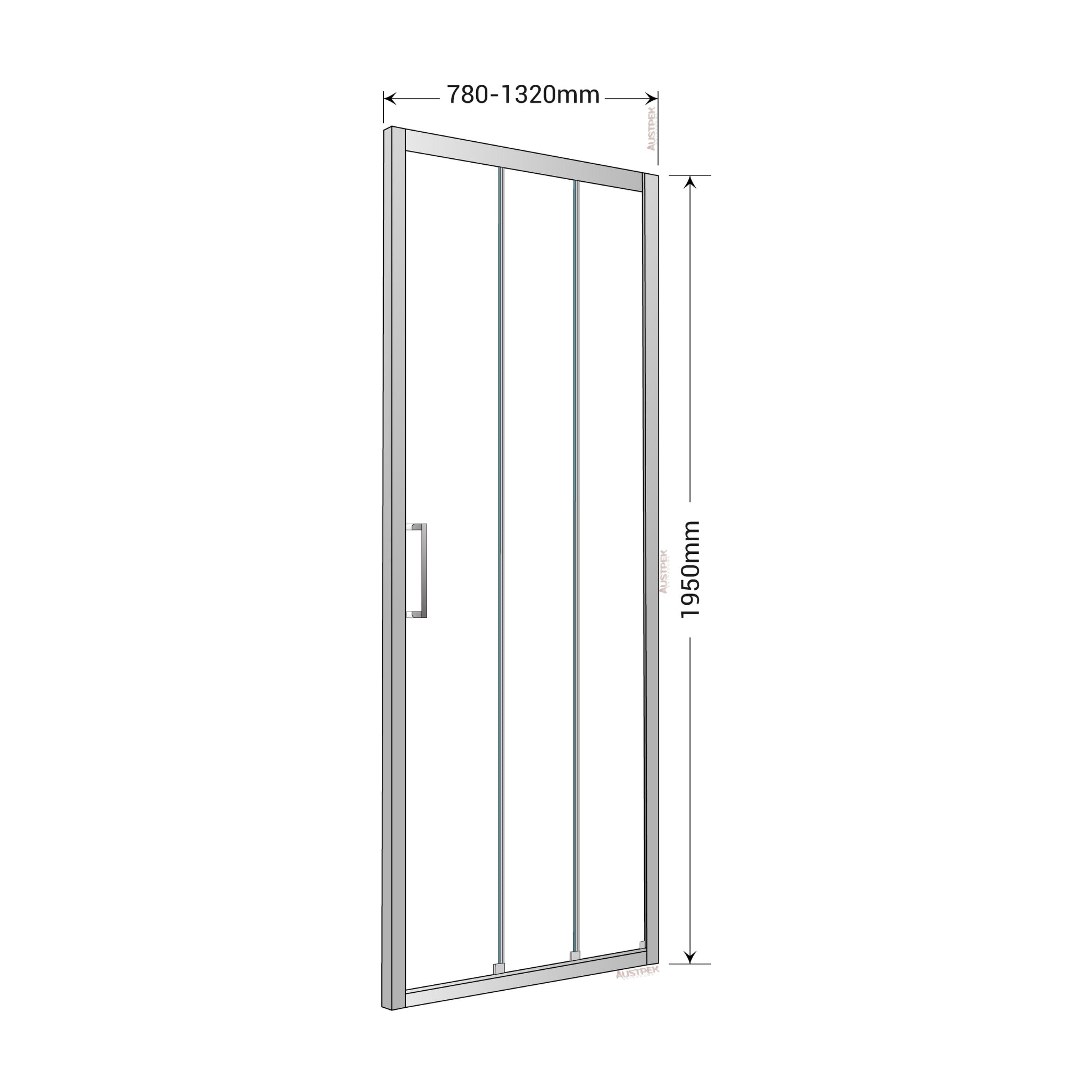 BELLA VISTA LAYLA SEMI FRAMED TRIPLE DOOR 2 SLIDING AND 1 FIXED FRONT ONLY PANEL CHROME