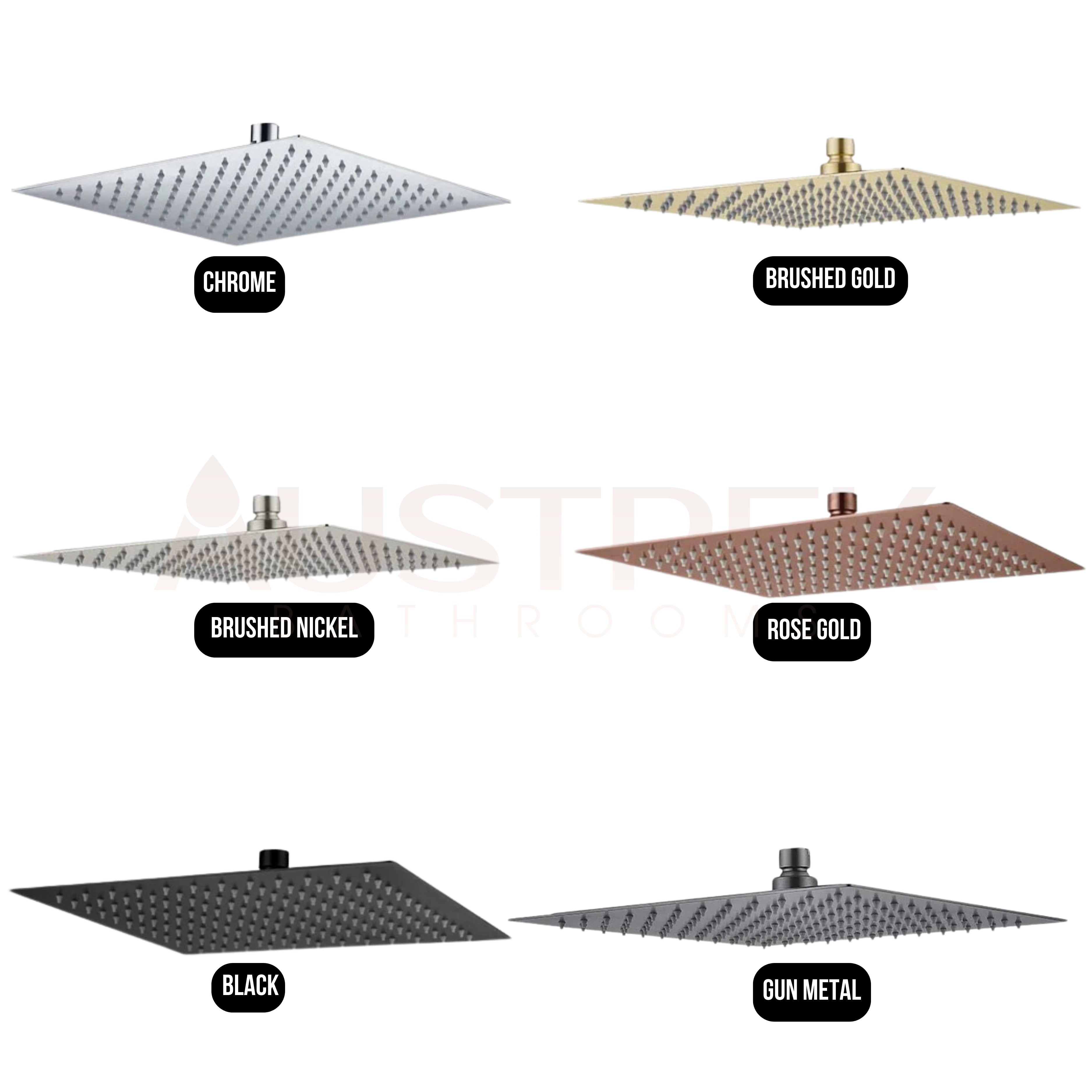 HELLYCAR STAINLESS STEEL SHOWER HEAD 300MM BRUSHED NICKEL