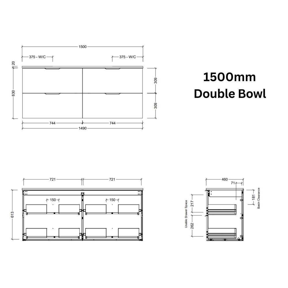 TIMBERLINE SUTHERLAND HOUSE CUSTOM WALL HUNG VANITY (ALL SIZING)