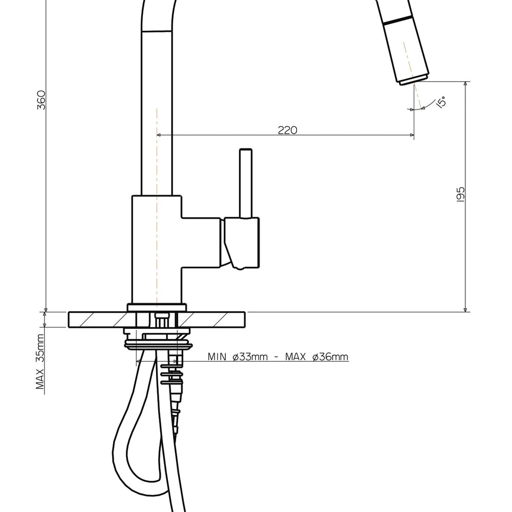 ARMANDO VICARIO PULL-OUT SINK MIXER 360MM CHROME