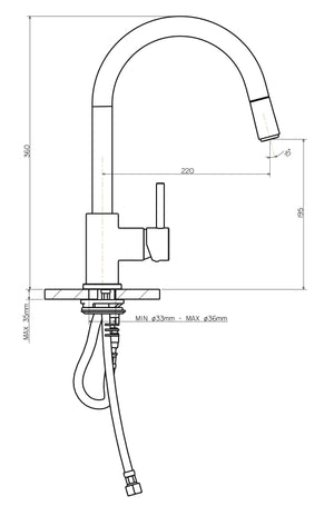 ARMANDO VICARIO PULL-OUT SINK MIXER 360MM BLACK