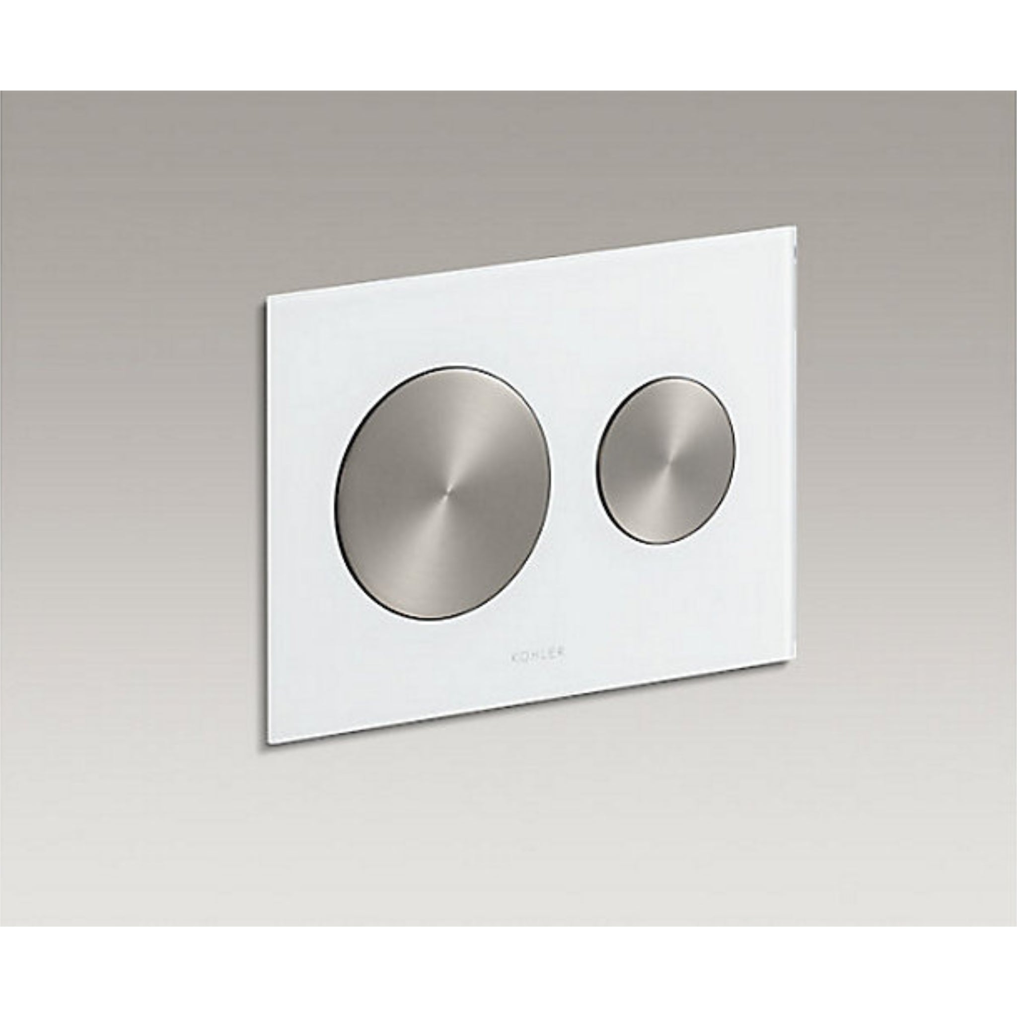 KOHLER SKIM PNEUMATIC FLUSH PLATE WHITE AND BRUSHED NICKEL