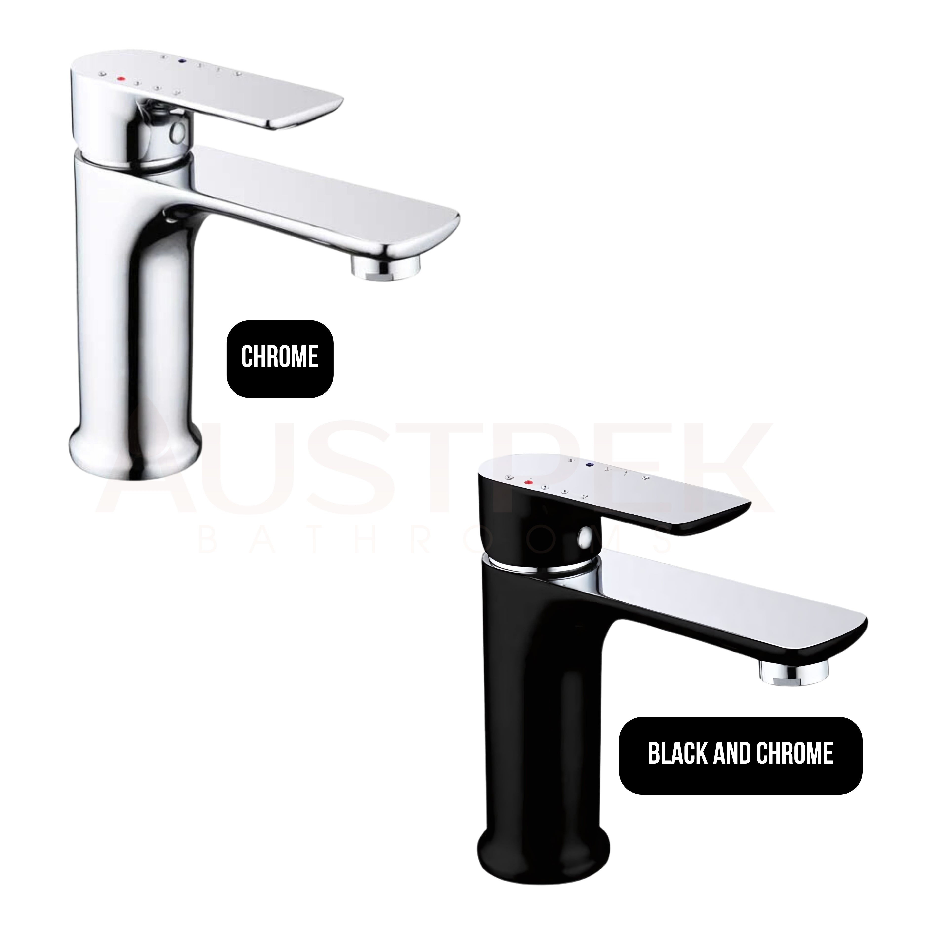 TAPART SLEEK BASIN MIXER 158MM LUXURY BLACK AND CHROME