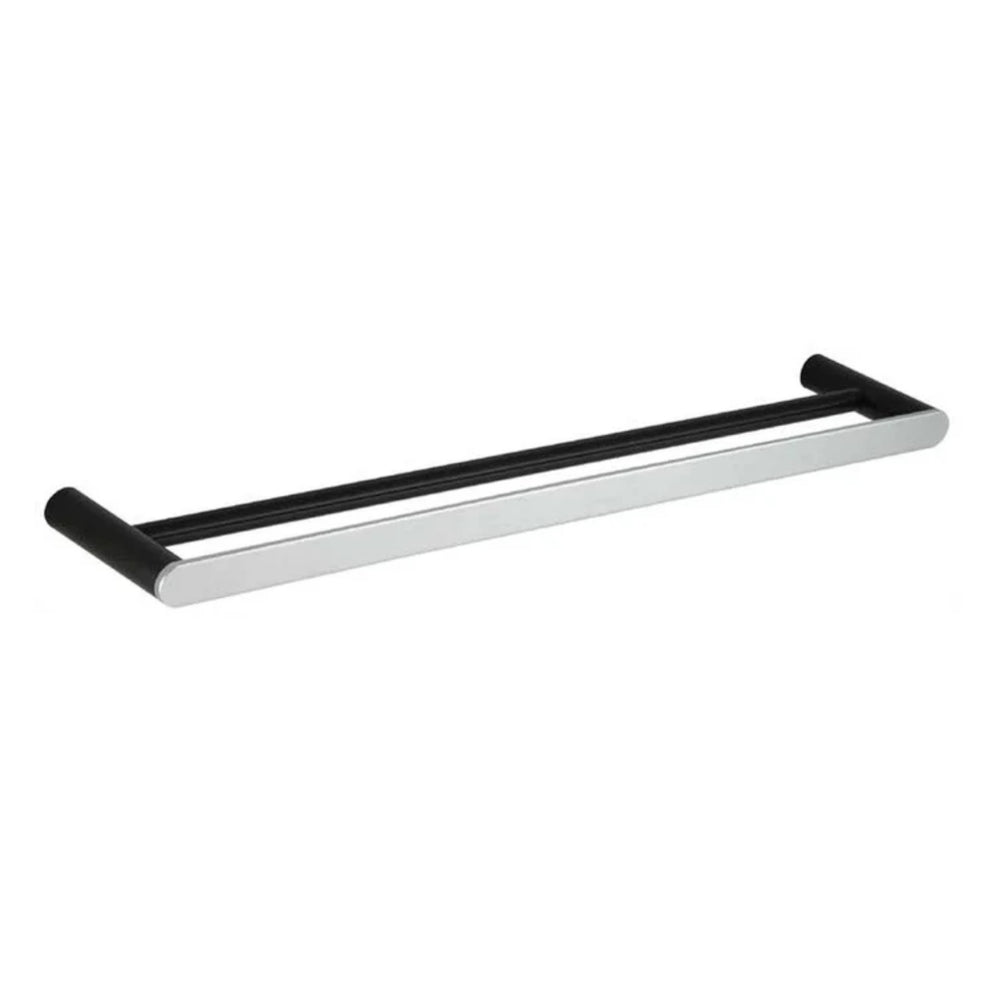 TAPART SLEEK DOUBLE NON-HEATED TOWEL RAIL BLACK AND CHROME 600MM AND 800MM