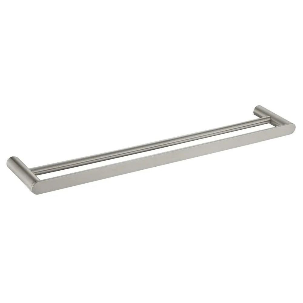 TAPART SLEEK DOUBLE NON-HEATED TOWEL RAIL BRUSHED NICKEL 600MM AND 800MM