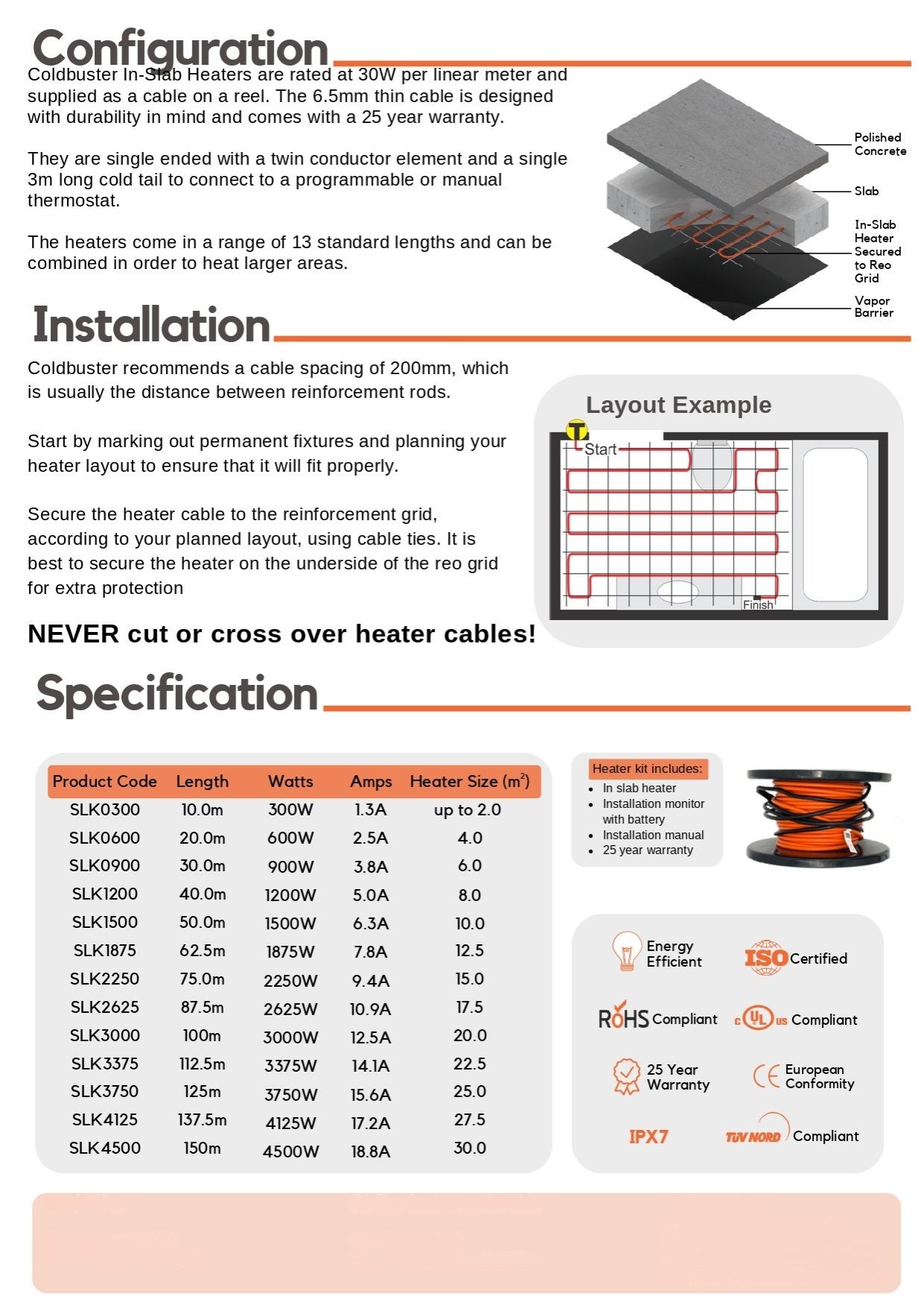 COLDBUSTER 30W/M IN SLAB FLOOR HEATING KIT