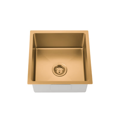 VITO STAINLESS STEEL SINGLE BOWL UNDERMOUNT KITCHEN SINK BRUSHED GOLD 450MM