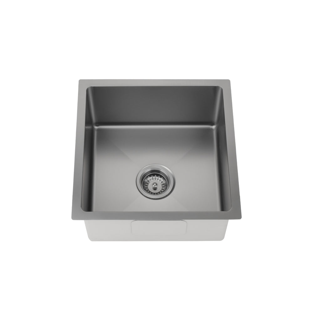VITO STAINLESS STEEL SINGLE BOWL UNDERMOUNT KITCHEN SINK GUN METAL 450MM