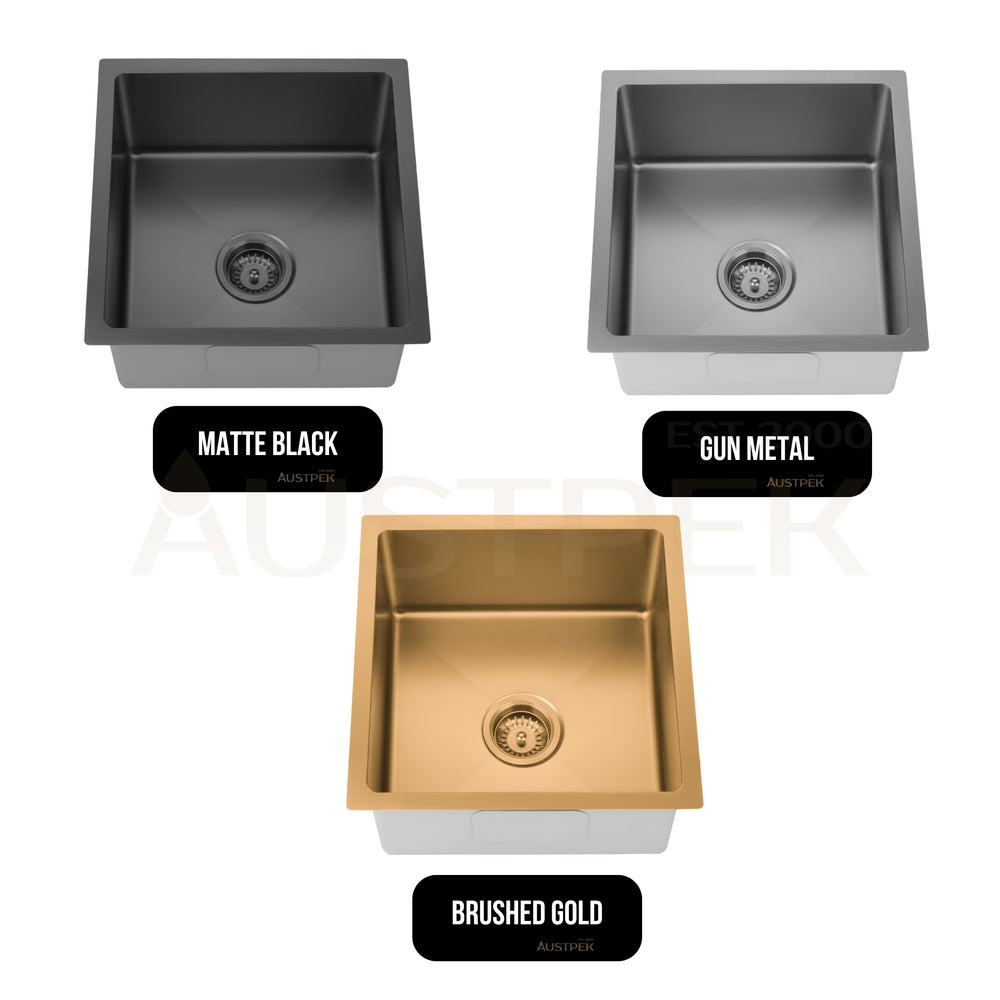 VITO STAINLESS STEEL SINGLE BOWL UNDERMOUNT KITCHEN SINK GUN METAL 450MM