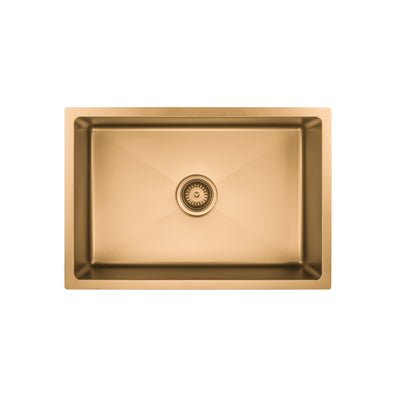VITO STAINLESS STEEL SINGLE BOWL UNDERMOUNT KITCHEN SINK BRUSHED GOLD 660MM