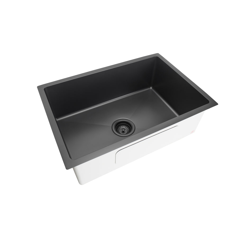 VITO STAINLESS STEEL SINGLE BOWL UNDERMOUNT KITCHEN SINK MATTE BLACK 660MM