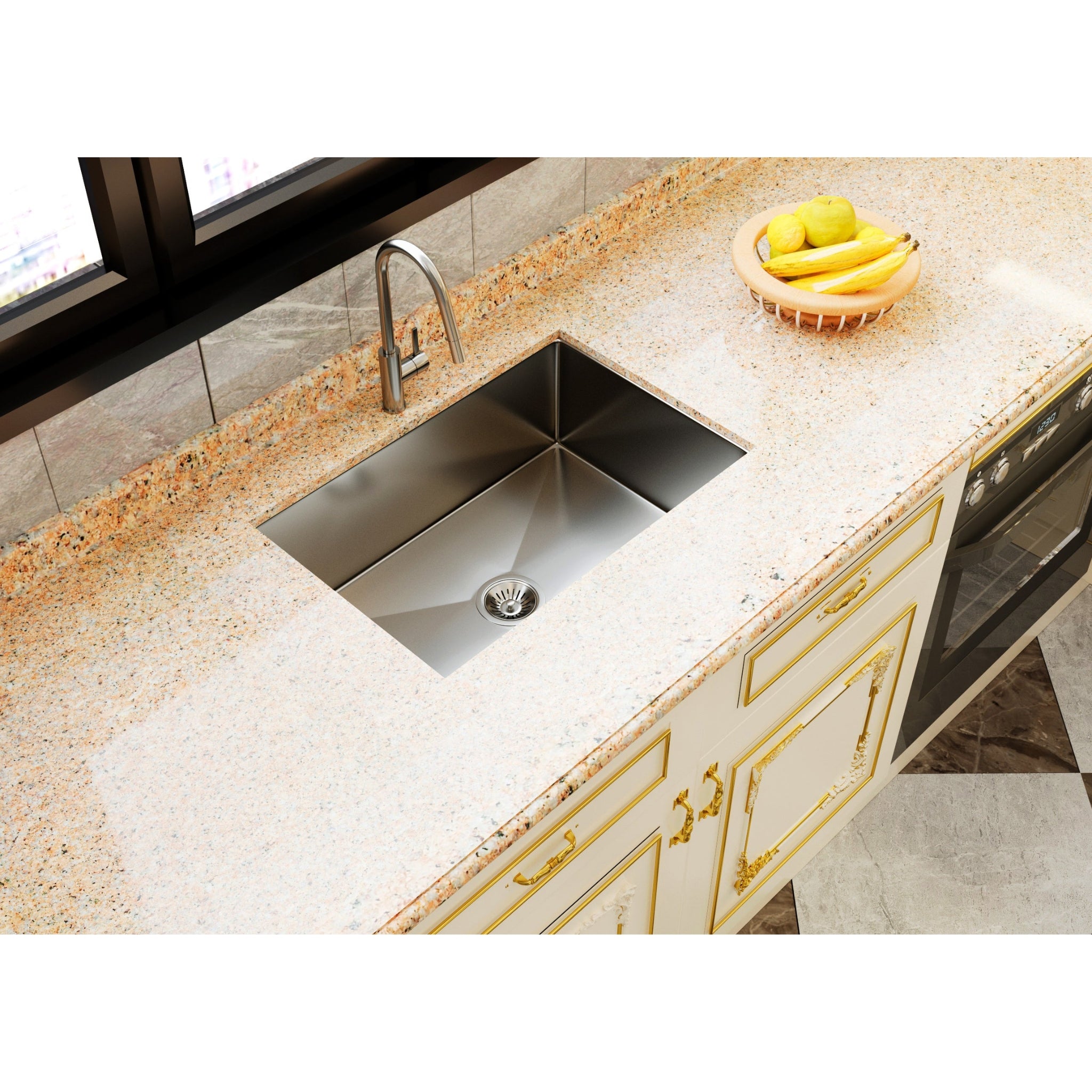 VITO STAINLESS STEEL SINGLE BOWL UNDERMOUNT KITCHEN SINK GUN METAL 660MM
