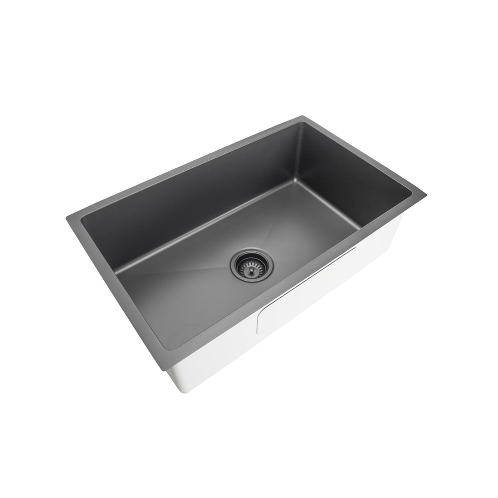 VITO STAINLESS STEEL SINGLE BOWL UNDERMOUNT KITCHEN SINK GUN METAL 750MM
