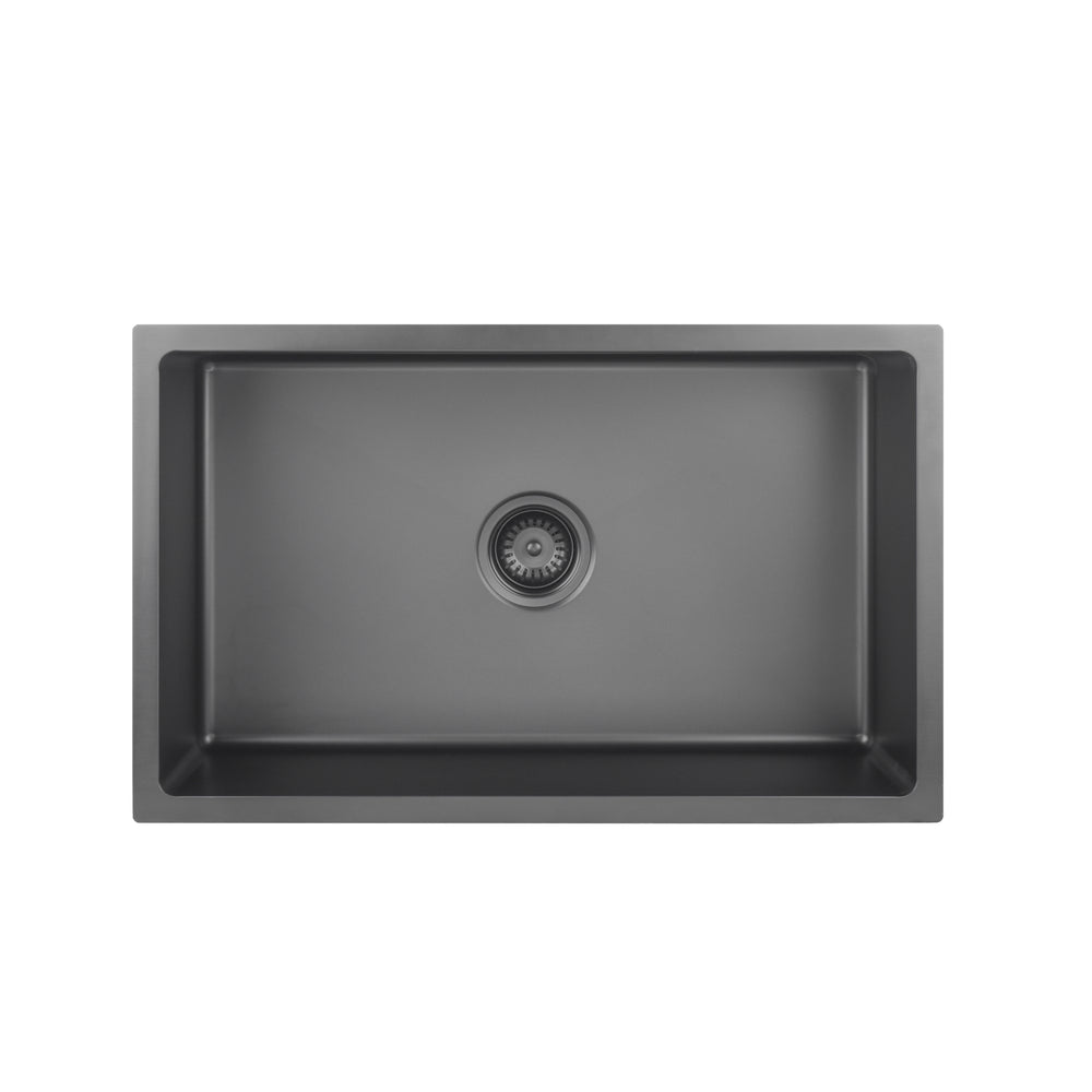 VITO STAINLESS STEEL SINGLE BOWL UNDERMOUNT KITCHEN SINK GUN METAL 750MM