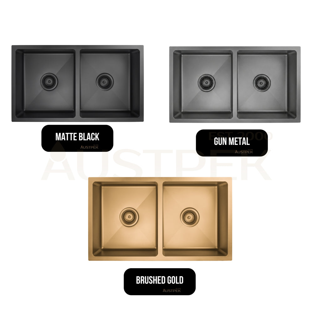 VITO DOUBLE BOWL KITCHEN SINK BRUSHED GOLD 775MM