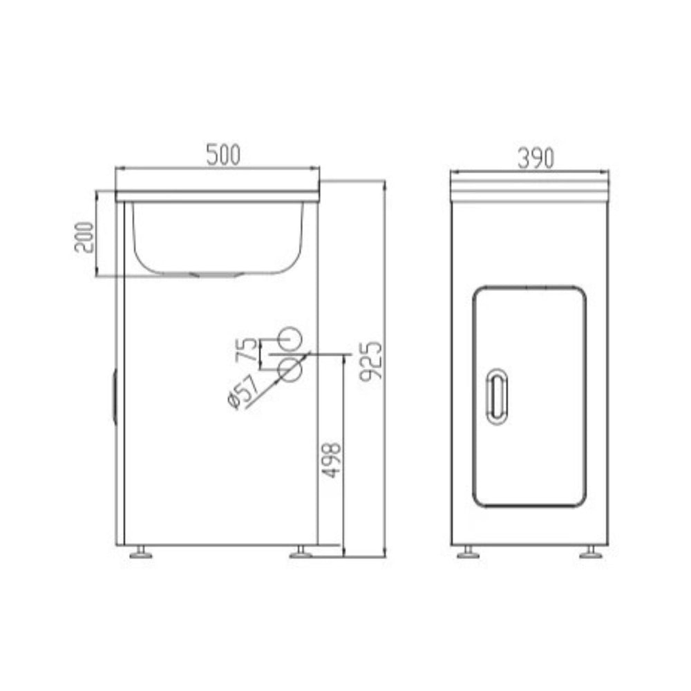 POSEIDON LAUNDRY CABINET AND STAINLESS STEEL TUB 390MM WHITE