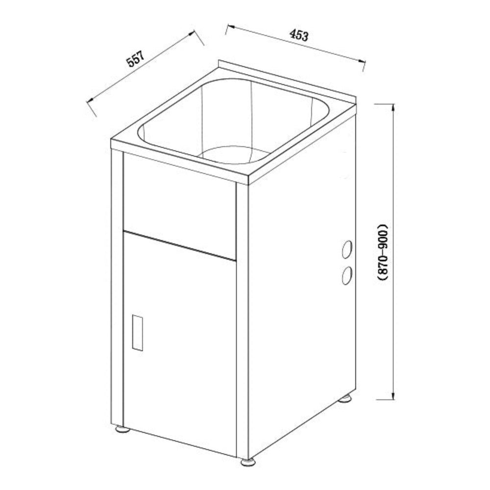 POSEIDON LAUNDRY CABINET AND STAINLESS STEEL TUB 455MM MATTE BLACK