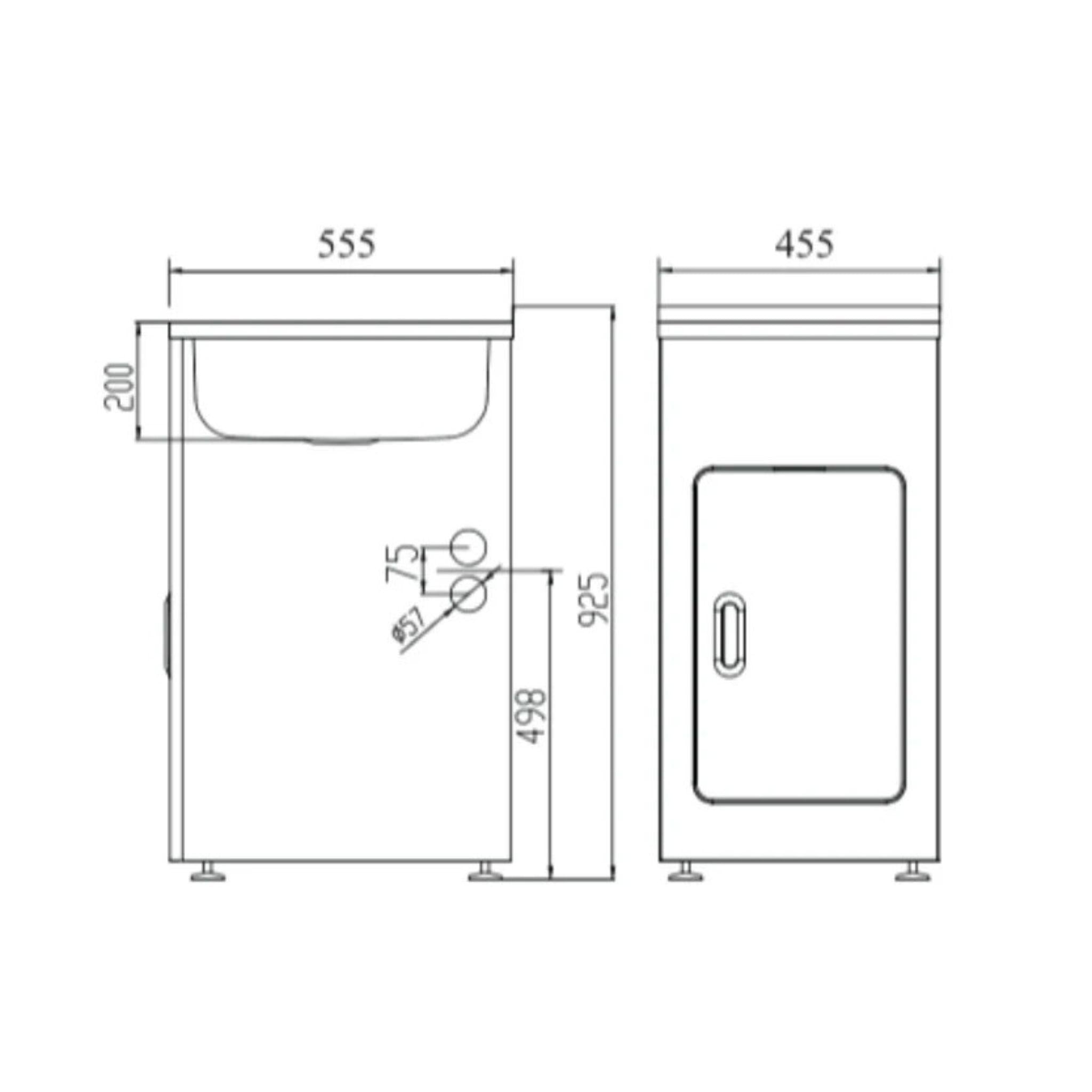 POSEIDON LAUNDRY CABINET AND STAINLESS STEEL TUB 455MM WHITE