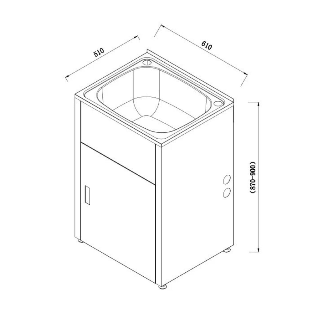POSEIDON LAUNDRY CABINET AND STAINLESS STEEL TUB 600MM MATTE BLACK