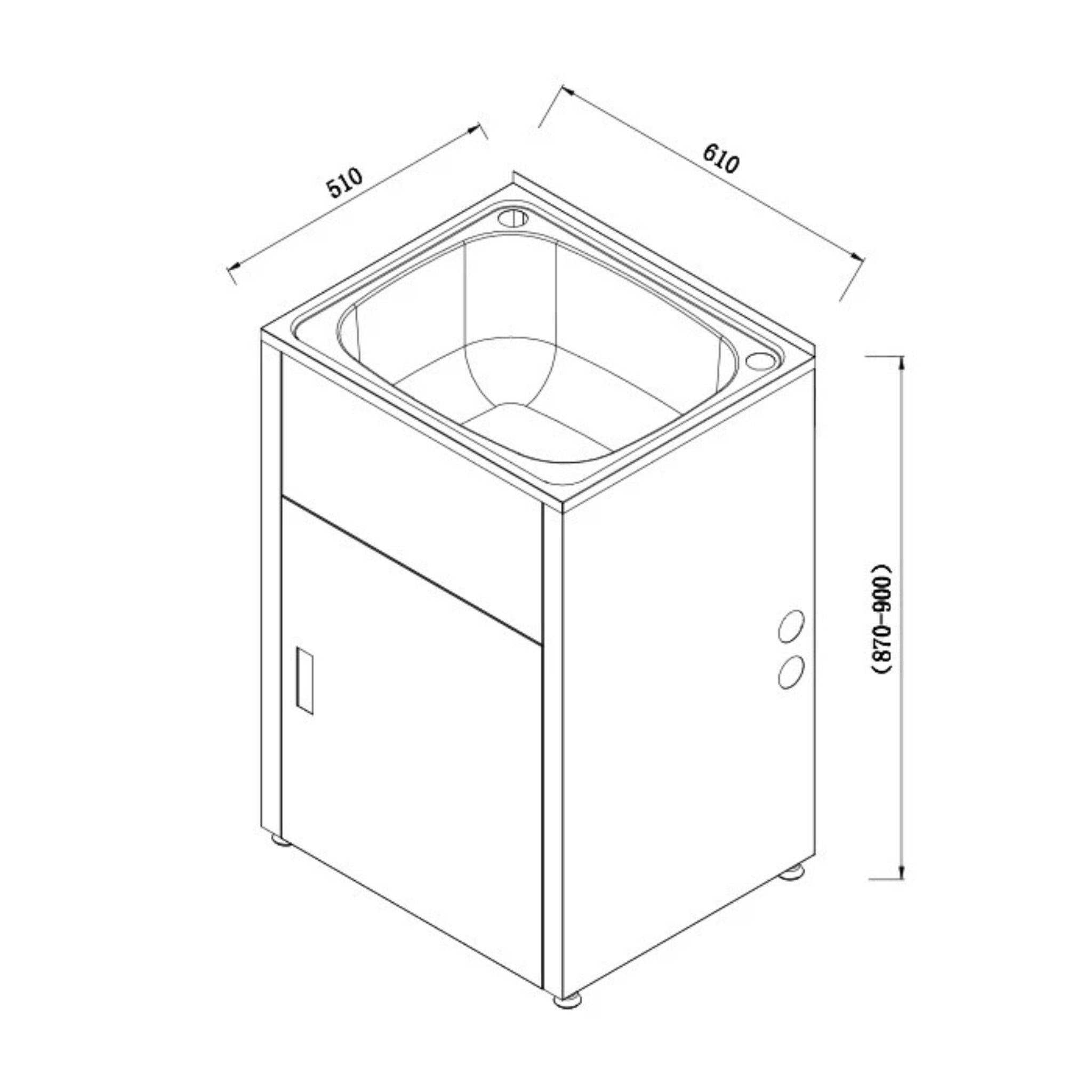 POSEIDON LAUNDRY CABINET AND STAINLESS STEEL TUB 600MM MATTE BLACK