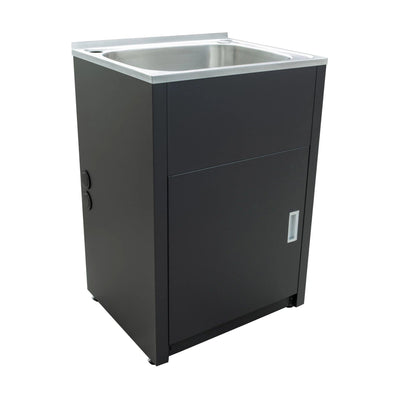 POSEIDON LAUNDRY CABINET AND STAINLESS STEEL TUB 600MM MATTE BLACK