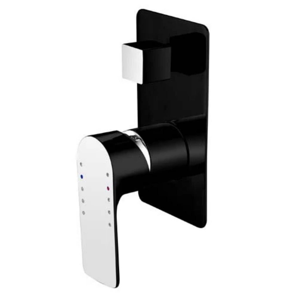 TAPART SLEEK WALL MIXER WITH DIVERTER 181MM LUXURY BLACK AND CHROME
