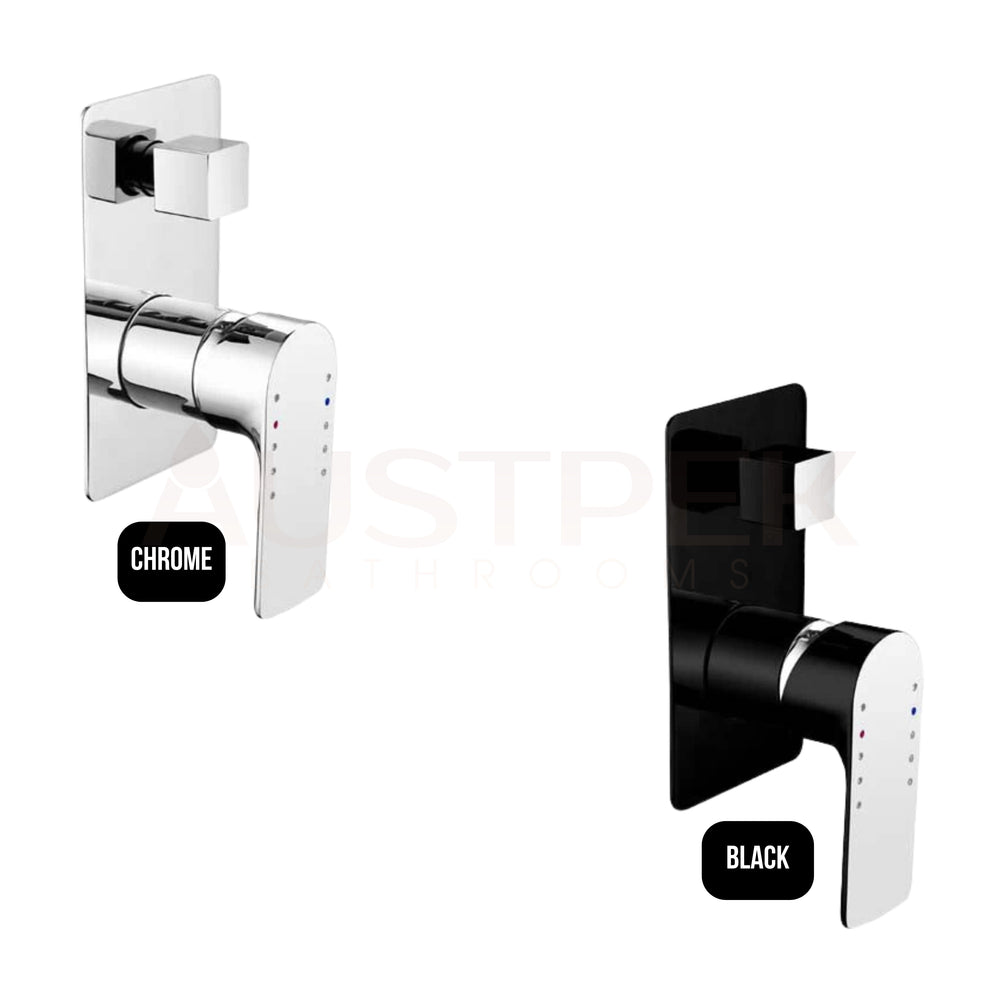TAPART SLEEK WALL MIXER WITH DIVERTER 181MM LUXURY BLACK AND CHROME