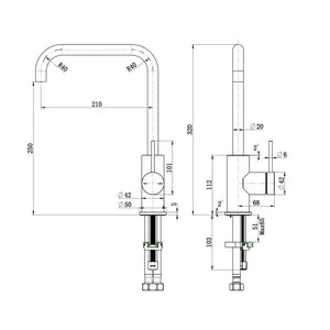 BELLA VISTA MICA SOFT-SQUARE SINK MIXER 320MM CHROME