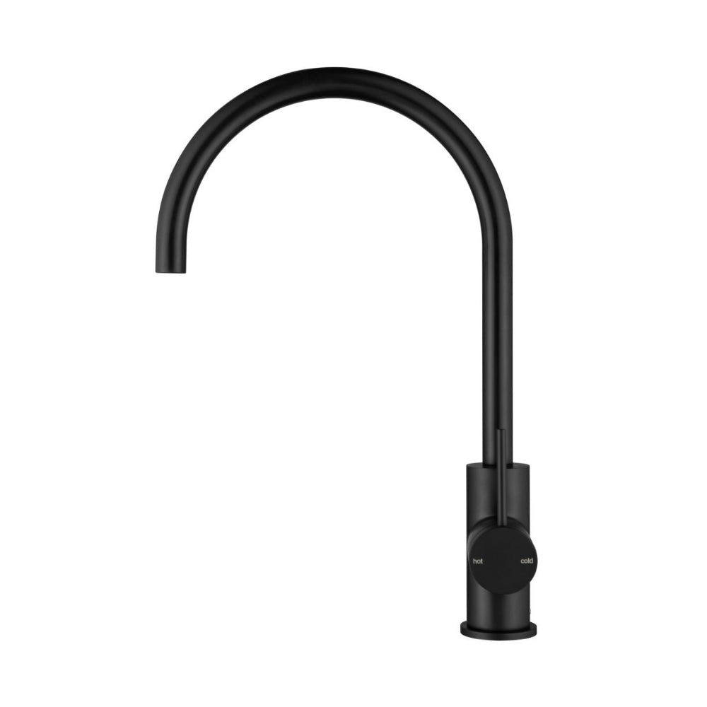 BELLA VISTA MICA LEAD FREE GOOSENECK SINK MIXER 371MM BLACK