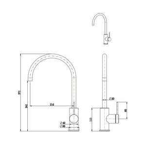 BELLA VISTA MICA GOOSENECK SINK MIXER 371MM DUSK BRONZE