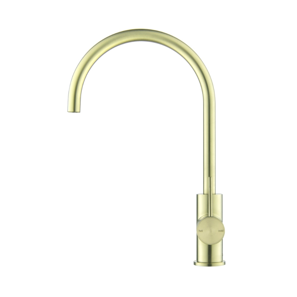BELLA VISTA MICA LEAD FREE GOOSENECK SINK MIXER 371MM FRENCH GOLD
