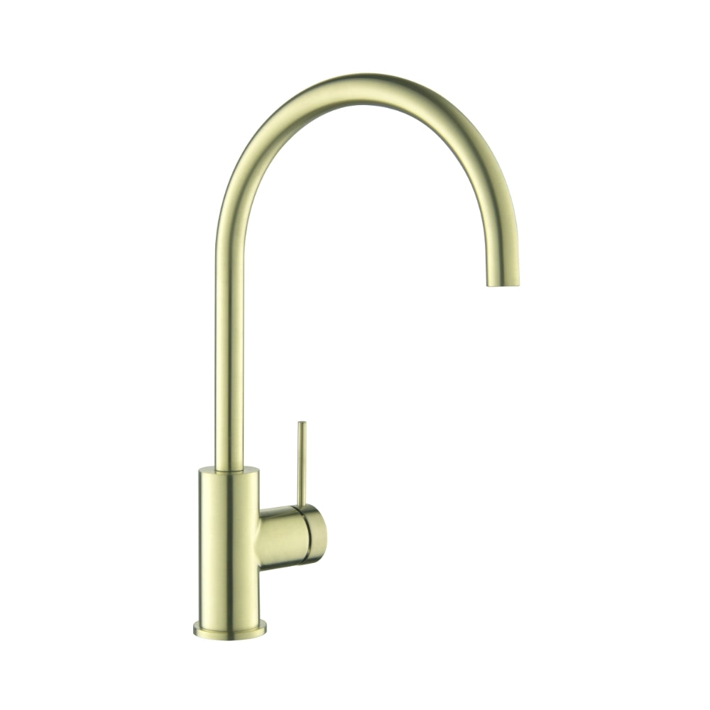 BELLA VISTA MICA LEAD FREE GOOSENECK SINK MIXER 371MM FRENCH GOLD