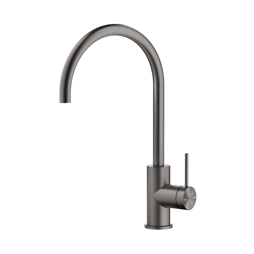 BELLA VISTA MICA LEAD FREE GOOSENECK SINK MIXER 371MM GUN METAL