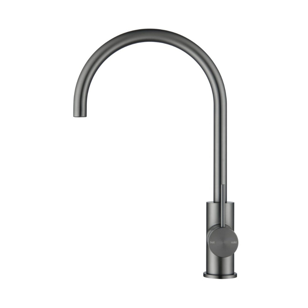 BELLA VISTA MICA LEAD FREE GOOSENECK SINK MIXER 371MM GUN METAL