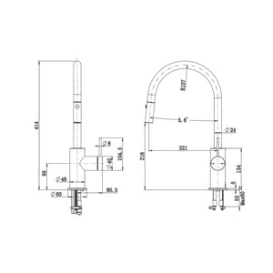 BELLA VISTA MICA FLUTED PULL-OUT SINK MIXER 414MM BRUSHED NICKEL