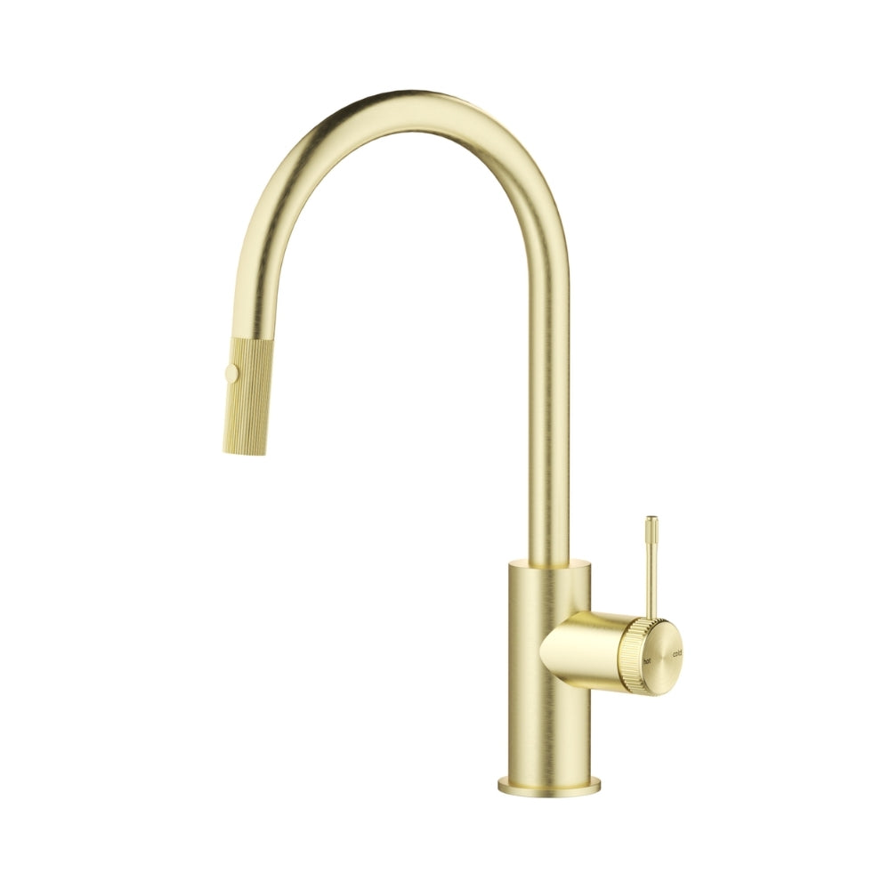 BELLA VISTA MICA LEAD FREE FLUTED PULL-OUT SINK MIXER 414MM FRENCH GOLD