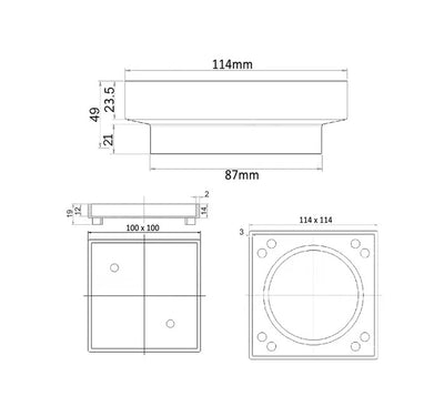INSPIRE SMART TILES WASTE SQUARE CHROME 114MM