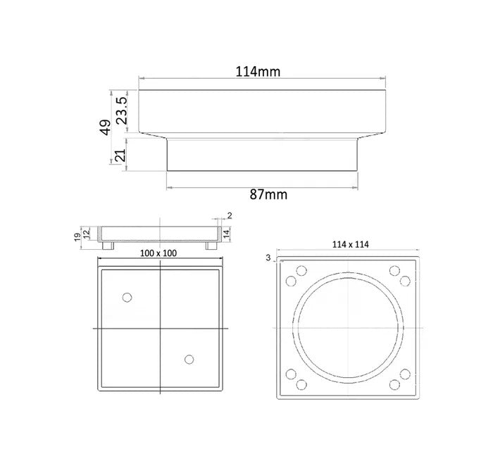 INSPIRE SMART TILES WASTE SQUARE CHROME 114MM