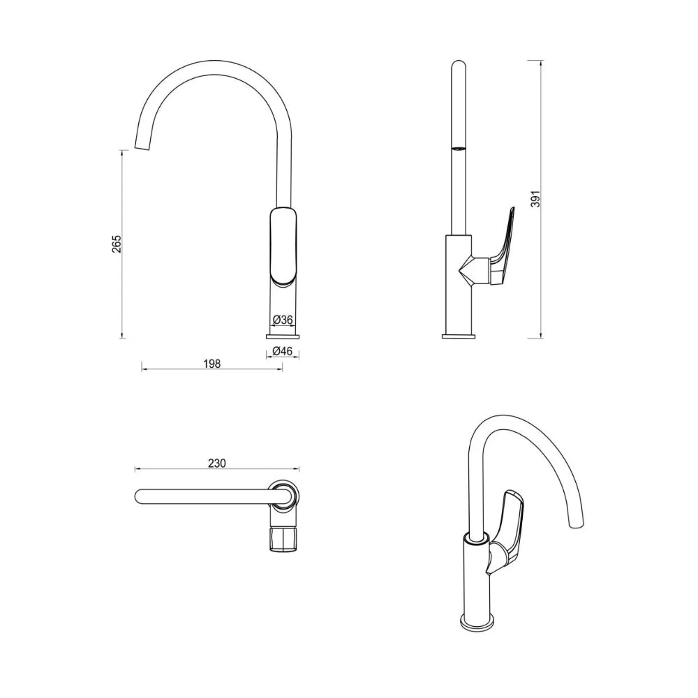 BELLA VISTA KAZA SINK MIXER 391MM CHROME