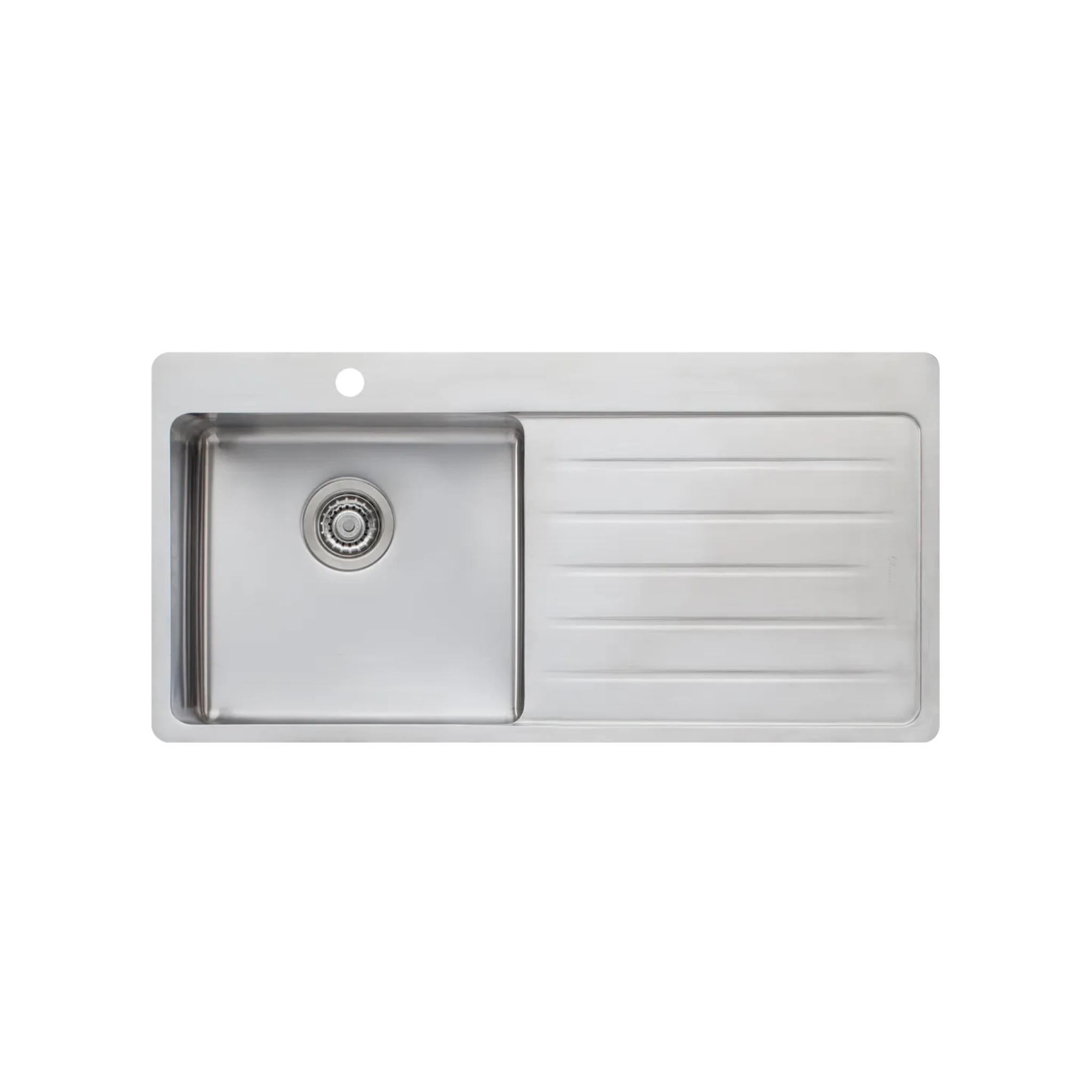 OLIVERI SONETTO SINGLE BOWL TOPMOUNT ALFRESCO AND KITCHEN SINK WITH TAPHOLE & DRAINER STAINLESS STEEL 1035MM