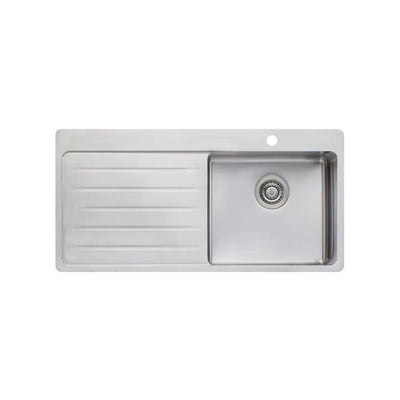 OLIVERI SONETTO SINGLE BOWL TOPMOUNT ALFRESCO AND KITCHEN SINK WITH TAPHOLE & DRAINER STAINLESS STEEL 1035MM