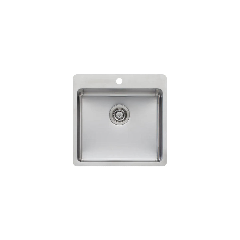 OLIVERI SONETTO SINGLE BOWL TOPMOUNT KITCHEN AND LAUNDRY SINK STAINLESS STEEL 520MM