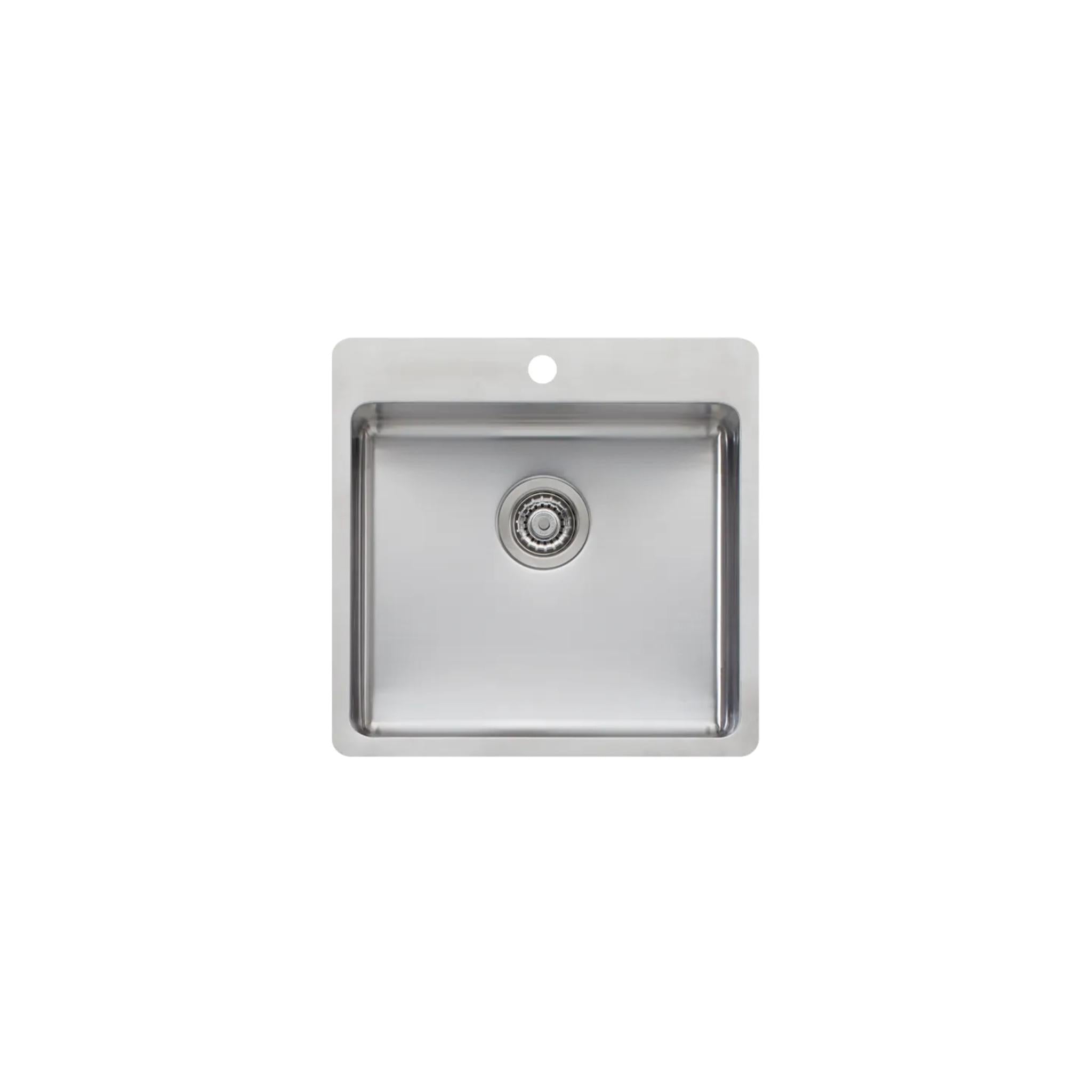 OLIVERI SONETTO SINGLE BOWL TOPMOUNT KITCHEN AND LAUNDRY SINK STAINLESS STEEL 520MM