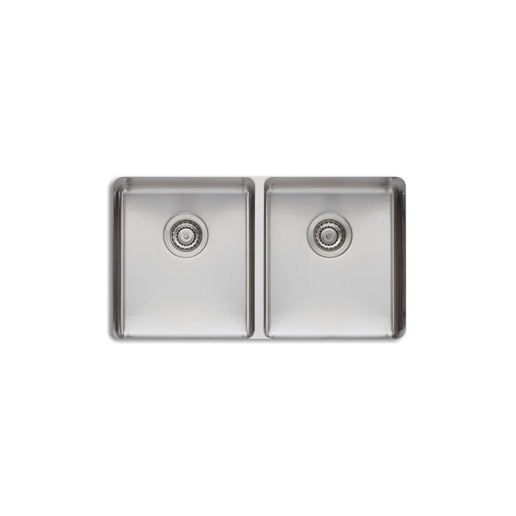 OLIVERI SONETTO DOUBLE BOWL UNDERMOUNT KITCHEN SINK STAINLESS STEEL 785MM