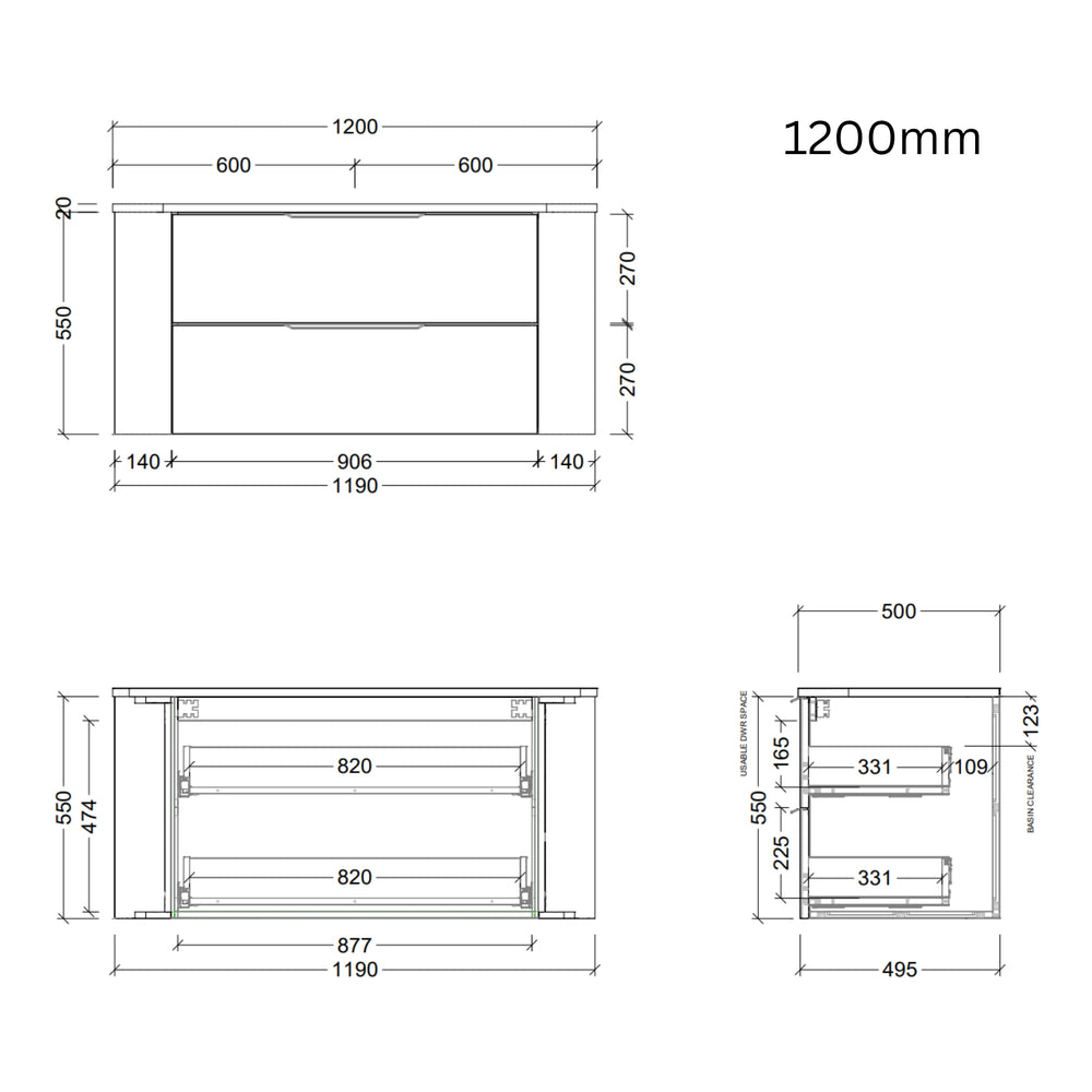 TIMBERLINE SOCOA CUSTOM WALL HUNG VANITY (ALL SIZING)