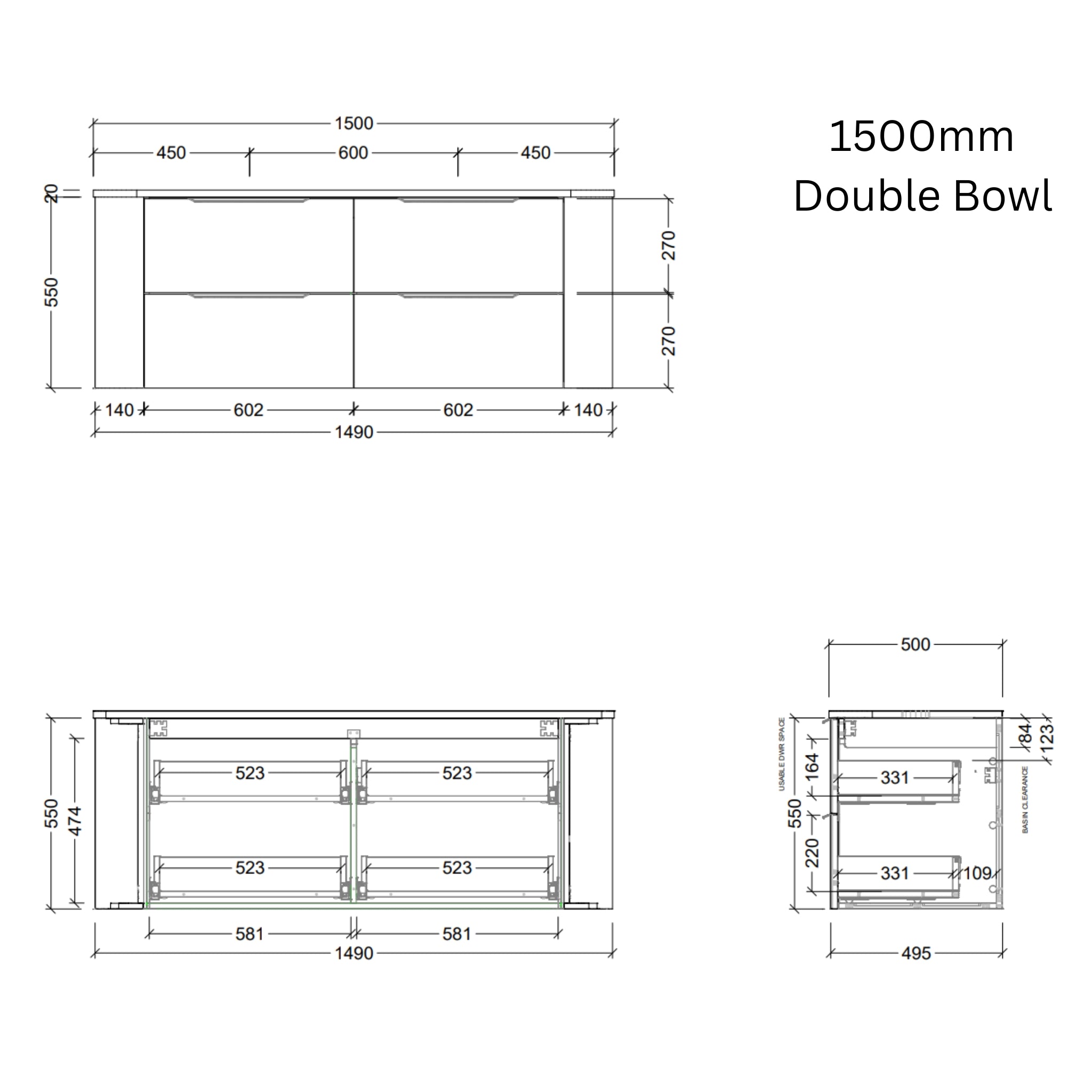 TIMBERLINE SOCOA CUSTOM WALL HUNG VANITY (ALL SIZING)