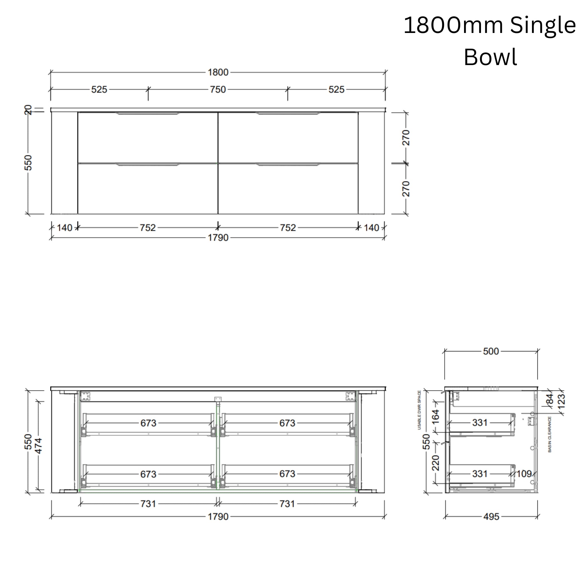 TIMBERLINE SOCOA CUSTOM WALL HUNG VANITY (ALL SIZING)