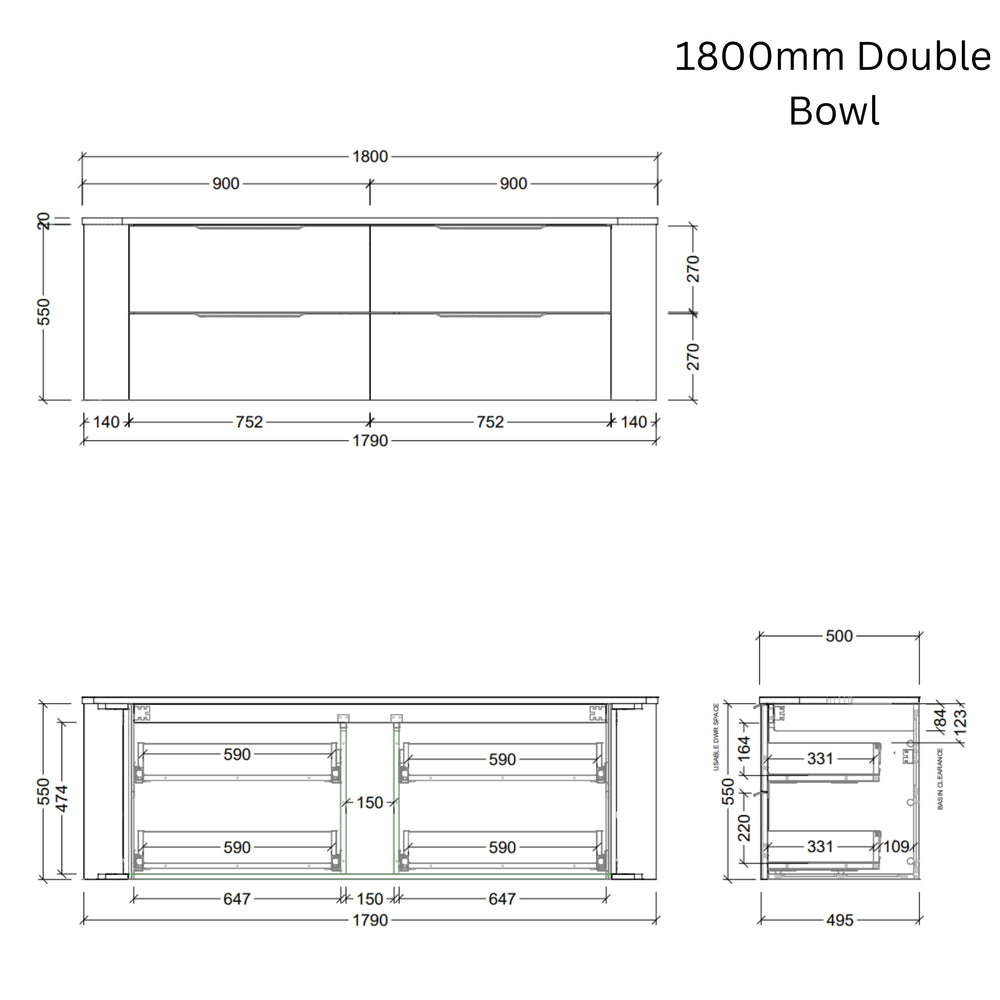 TIMBERLINE SOCOA CUSTOM WALL HUNG VANITY (ALL SIZING)