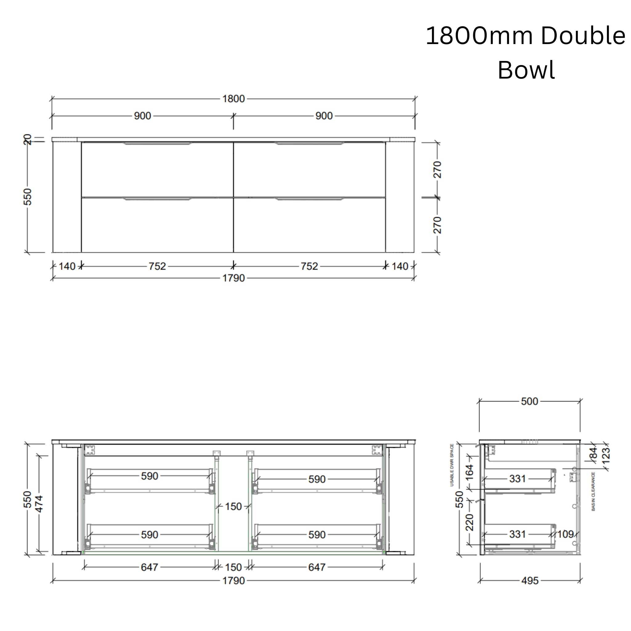 TIMBERLINE SOCOA CUSTOM WALL HUNG VANITY (ALL SIZING)